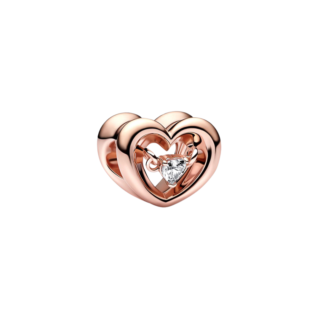 Rose Gold Floating Heart Charm