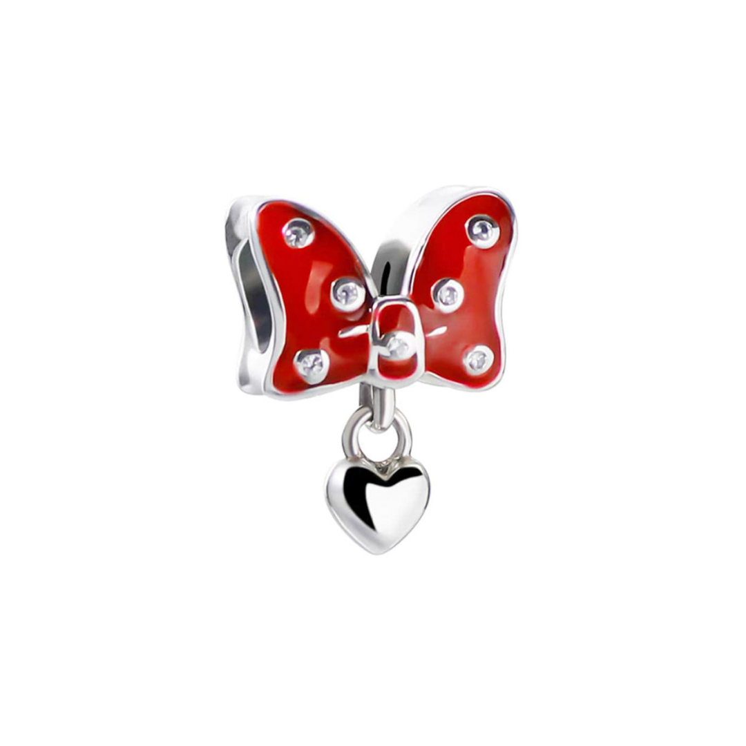 Disney Minnie Mouse Red Bow Heart Charm