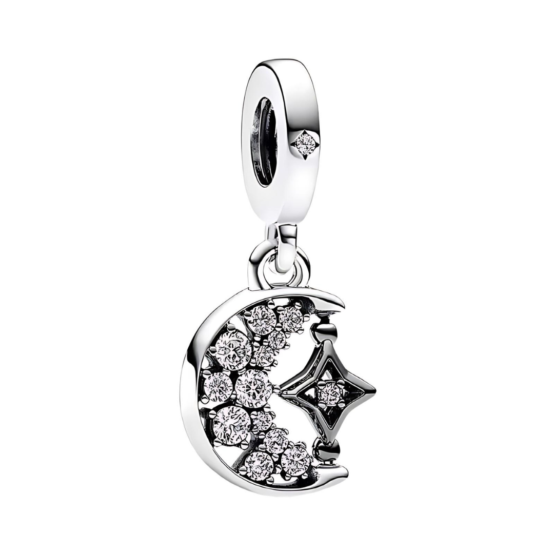 Sparkling Moon & Star Dangle Charm