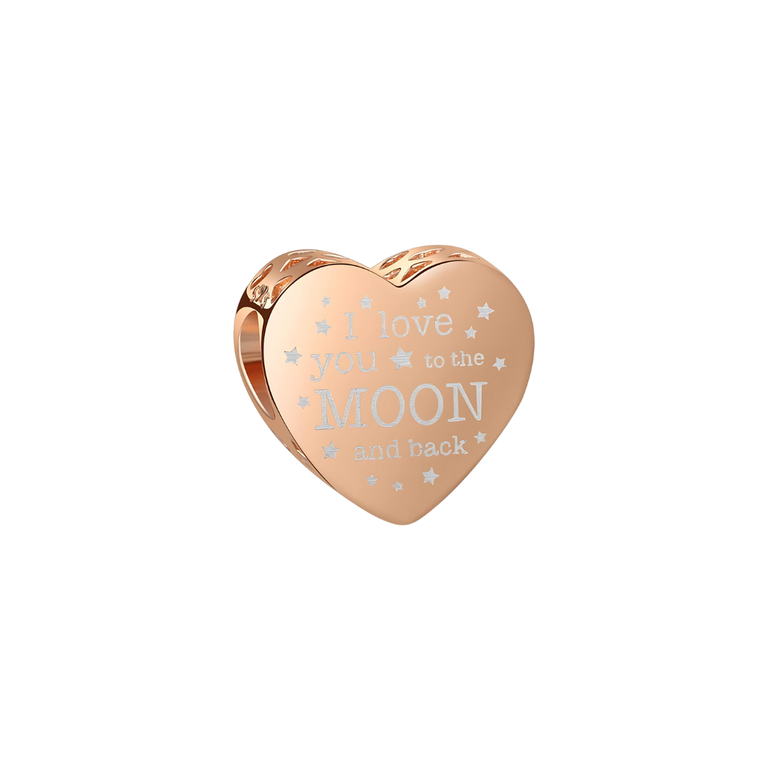 I Love You to the Moon and Back Rose Gold Heart Charm