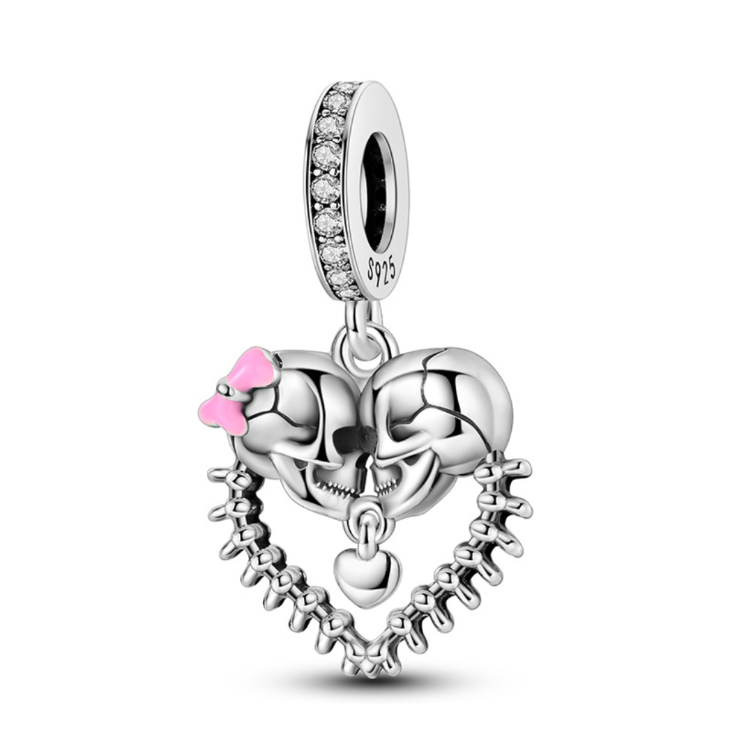 Eternal Love Skull Heart Dangle Charm