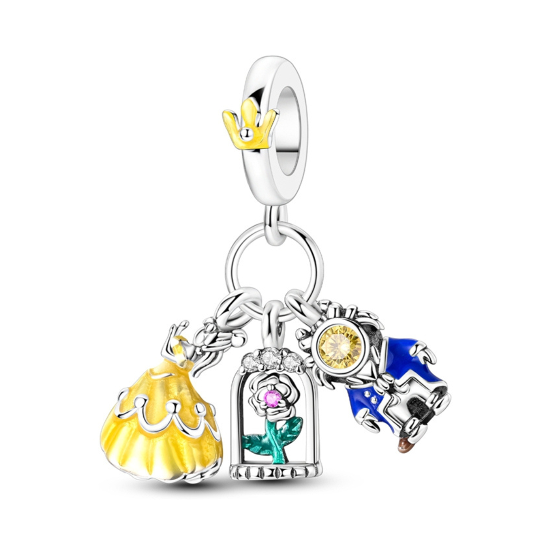 Disney Beauty and the Beast Enchanted Trio Dangle Charm
