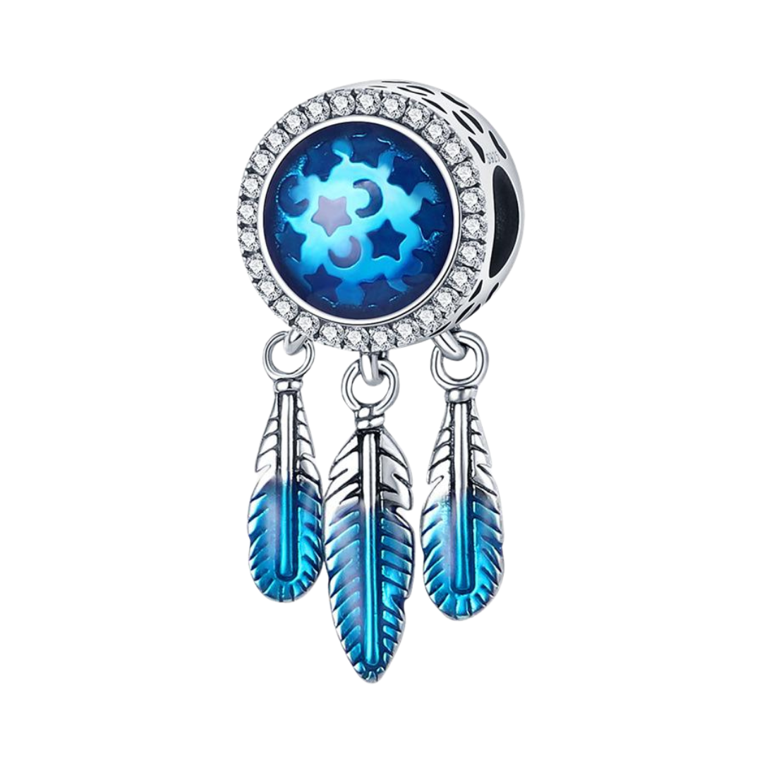 Midnight Sky Dreamcatcher Feather Charm
