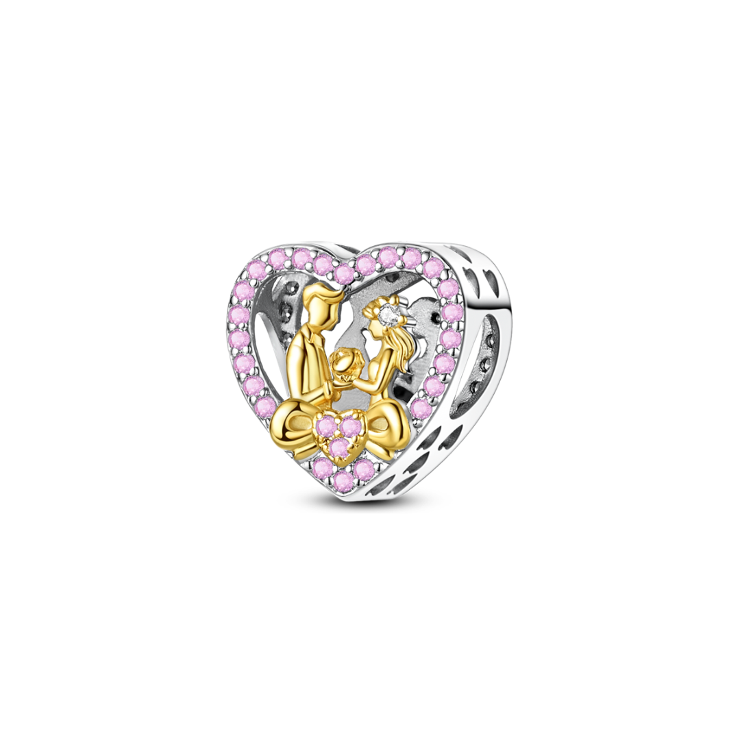 Golden Husband and Wife Heart Charm