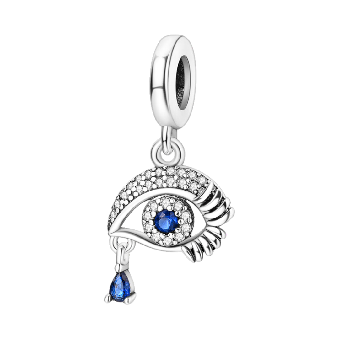 Sparkling Blue Teardrop Eye Dangle Charm