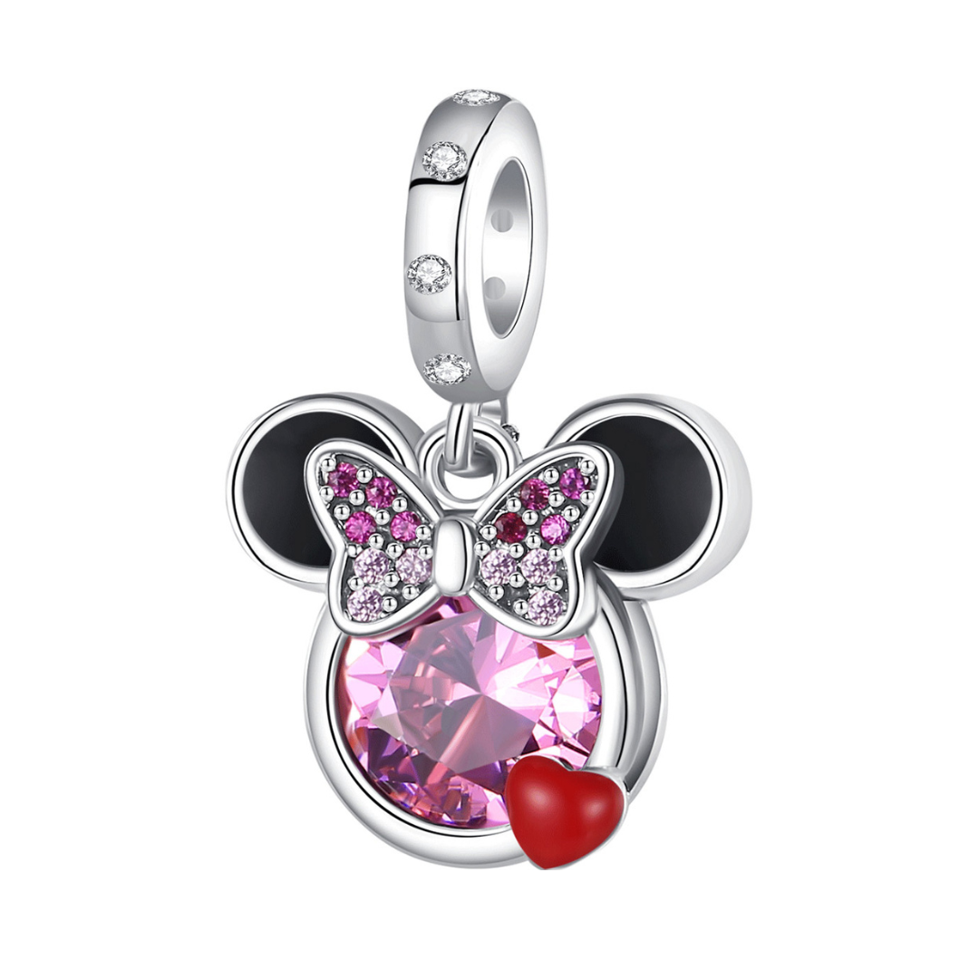 Disney Minnie Mouse Sparkling Pink Gem Dangle Charm