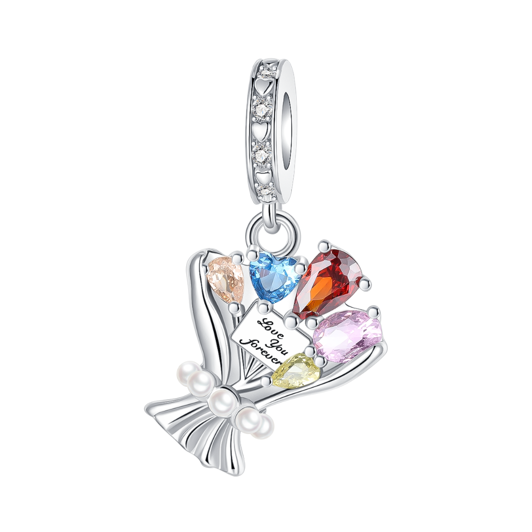 Love You Forever Blooming Bouquet Dangle Charm