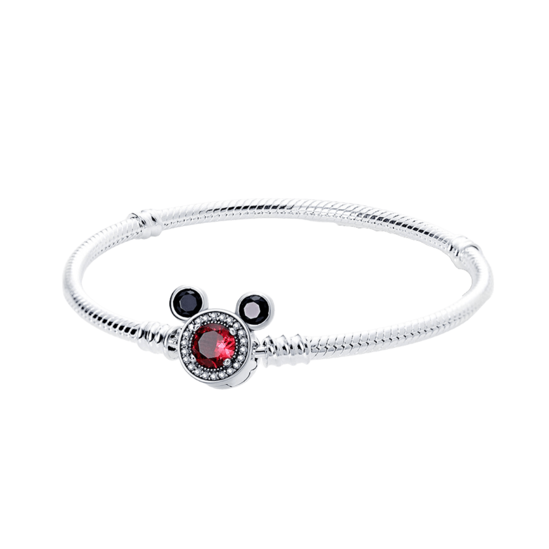 Disney Mickey Mouse Red Gem Snake Chain Bracelet