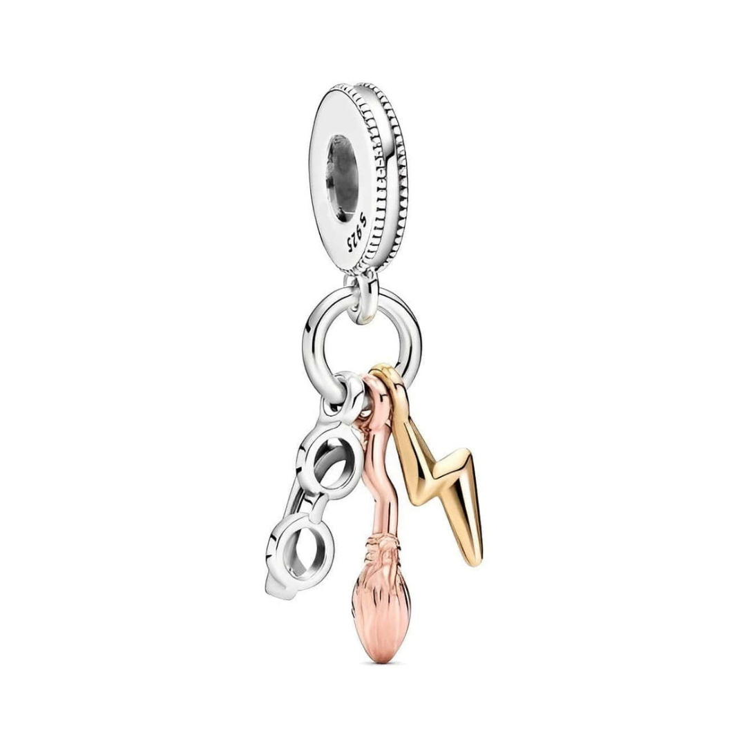 Harry Potter Glasses Lightning Bolt and Nimbus 2000 Dangle Charm
