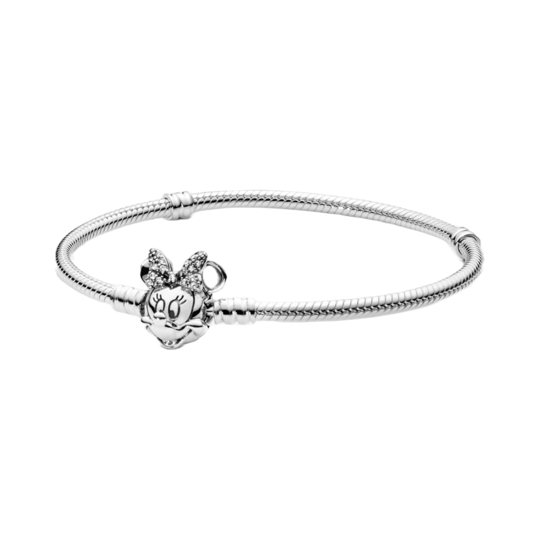 Disney Minnie Mouse Pave Clasp Snake Chain Bracelet