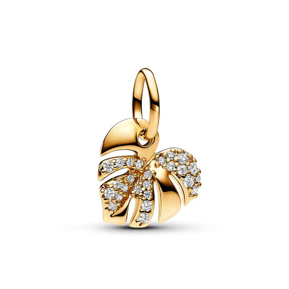 Golden Sparkling Palm Leaf Charm