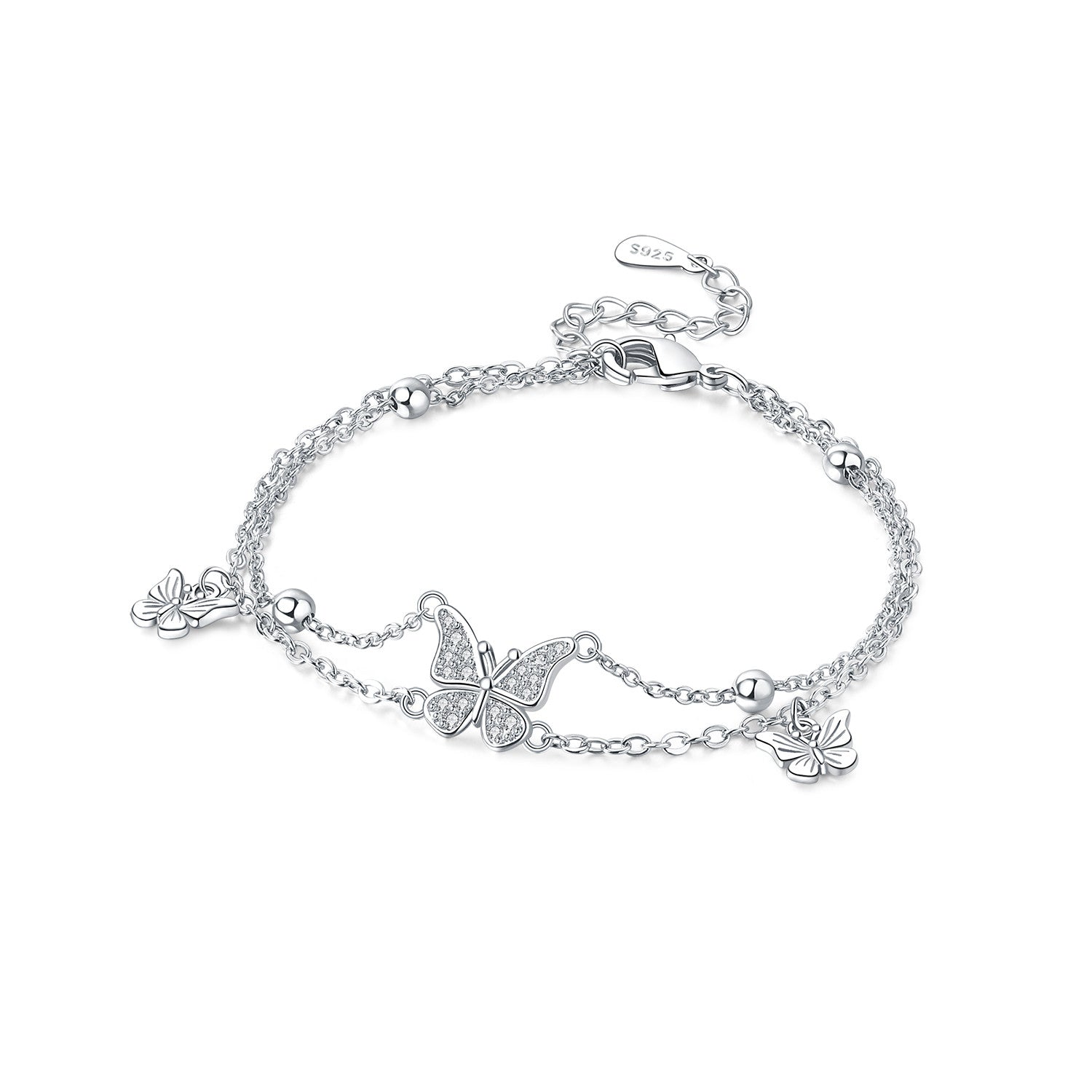 Butterfly Double Chain Bracelet
