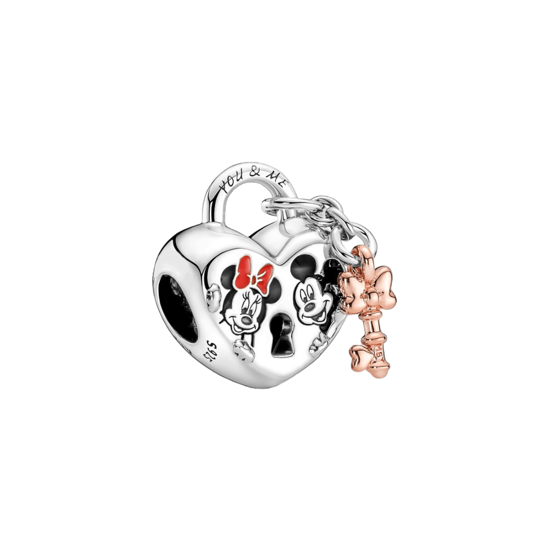 Disney Mickey and Minnie Padlock Heart Charm