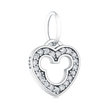 Disney Mickey Mouse Sparkling Heart Outline Dangle Charm