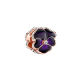 Sparkling Purple Pansy Flower Charm