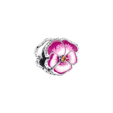 Sparkling Pink Pansy Flower Charm