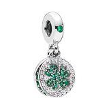 Sparkling Green Four Leaf Clover Dangle Charm