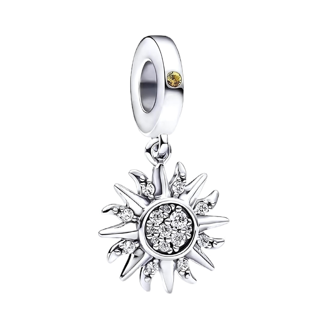 Sparkling Silver Sun Dangle Charm