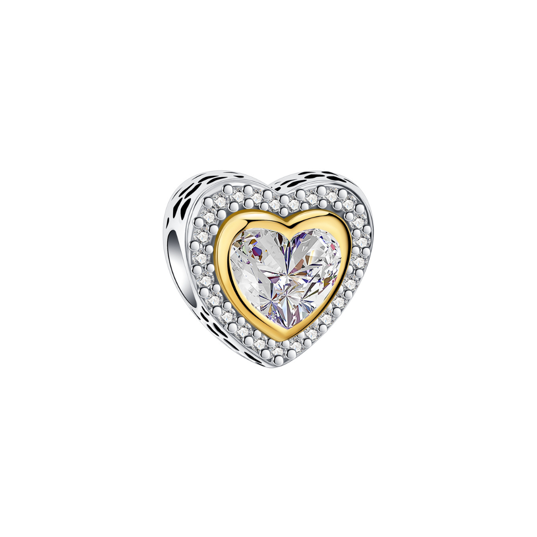 Sparkling Gold & Silver Heart Charm