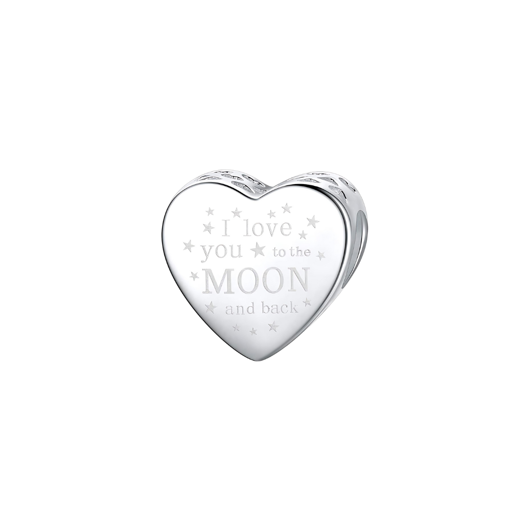 I Love You to the Moon and Back Heart Charm