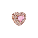 Radiant Rose Gold Pink Halo Heart Charm
