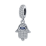Sparkling Pave Hamsa Evil Eye Dangle Charm