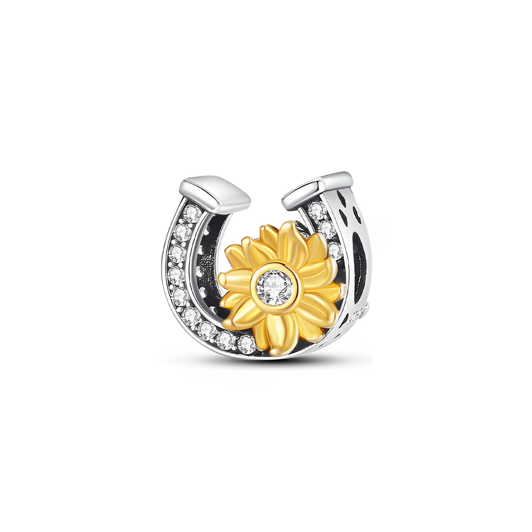 Lucky Horseshoe Sunflower Charm