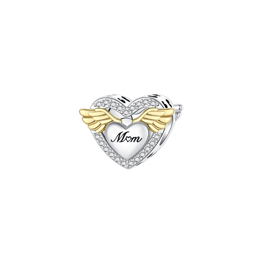 Mom Angel Wings Heart Charm