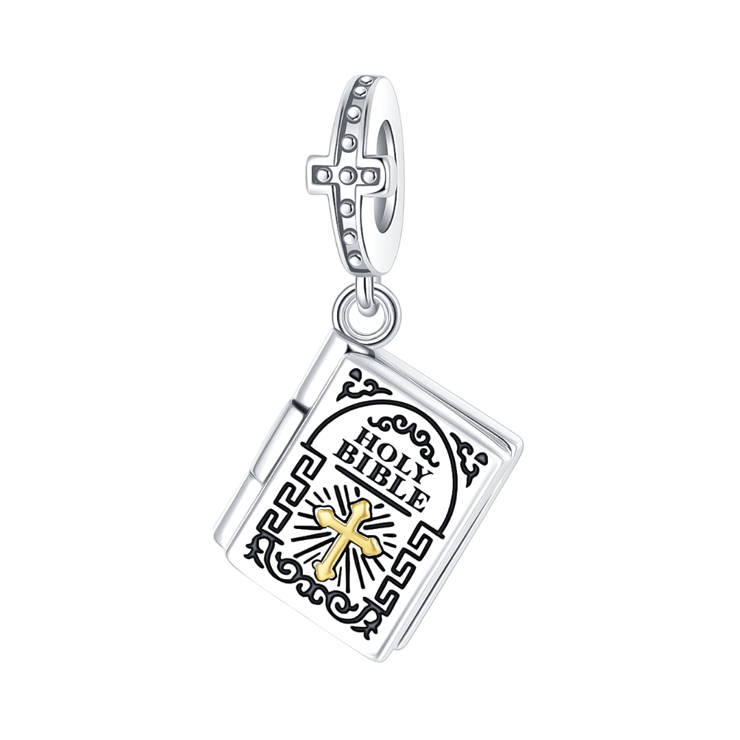 Holy Bible Golden Cross Dangle Charm