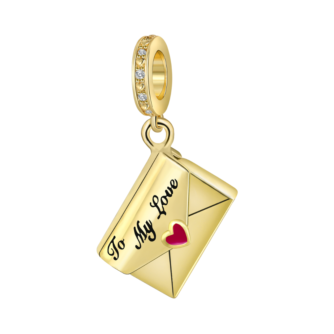 To My Love Golden Letter Dangle Charm