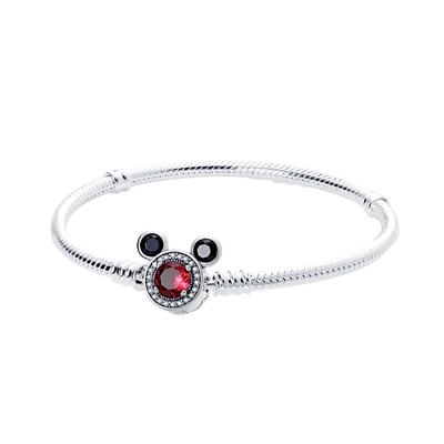 Disney Mickey Mouse Red Gem Snake Chain Bracelet
