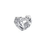 Entwined Rose in Heart Charm