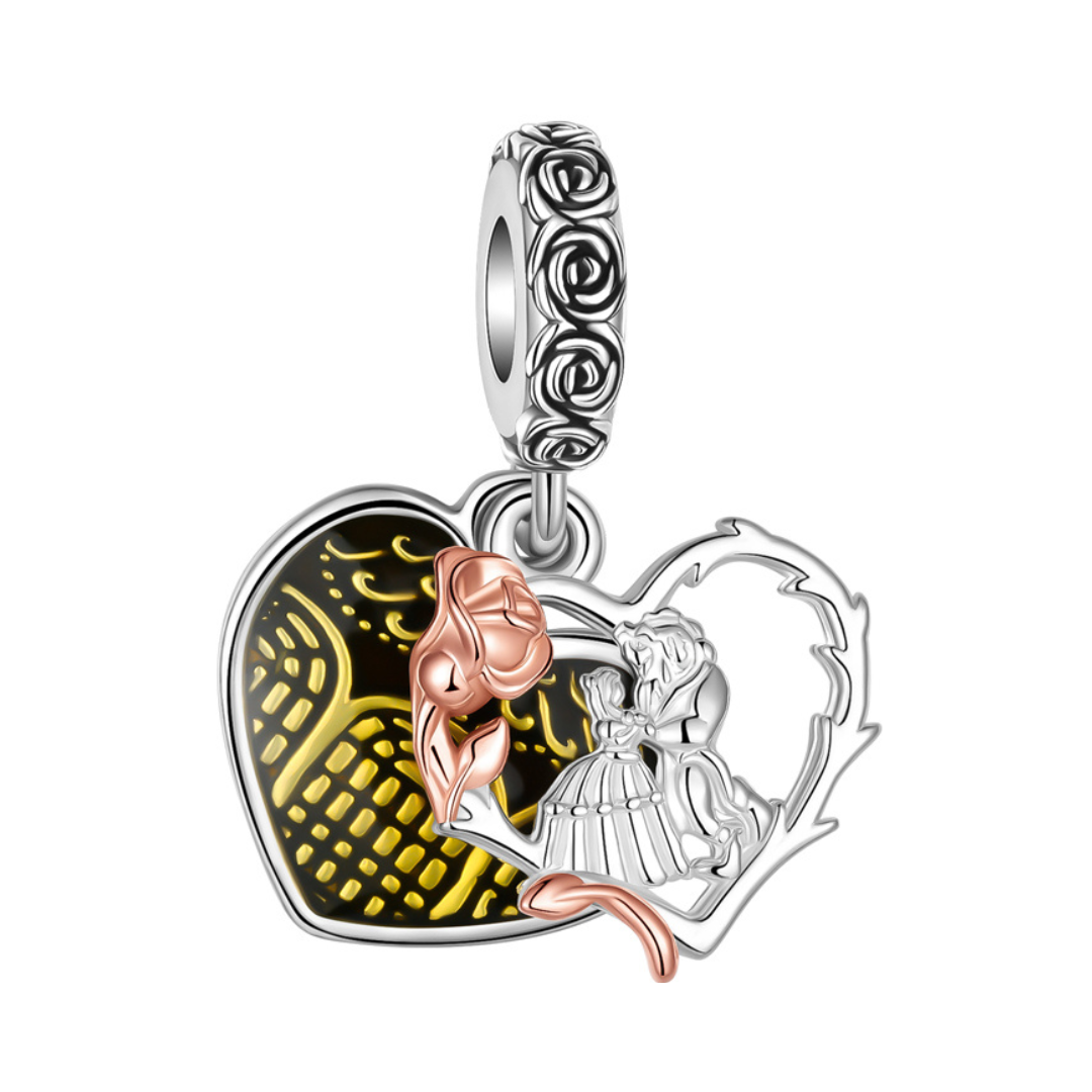 Disney Beauty and the Beast Belle and Beast Heart Dangle Charm