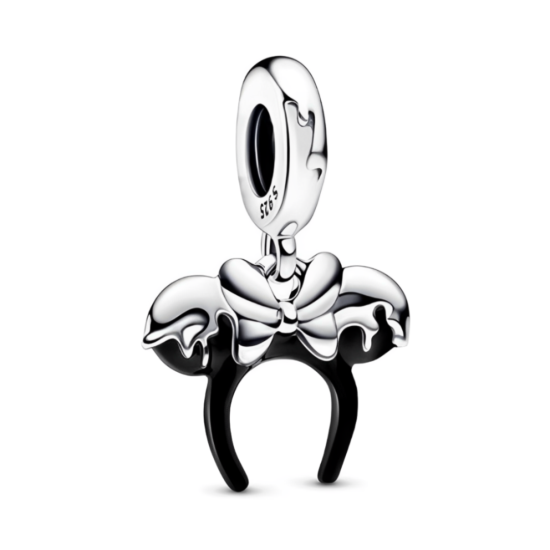 Disney Minnie Mouse Black Bow Headband Dangle Charm