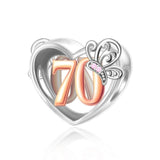 70th Birthday Butterfly Heart Charm