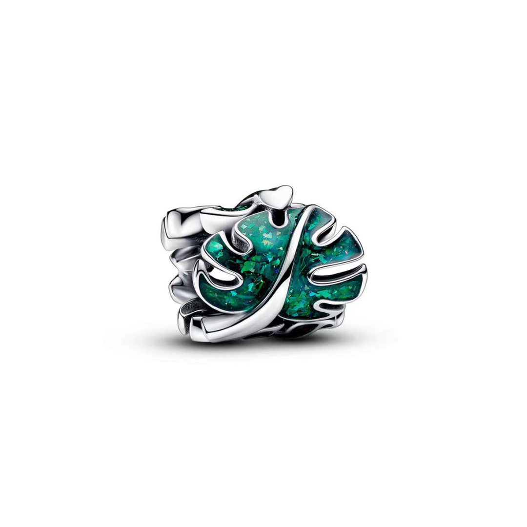Green Monstera Leaf Charm