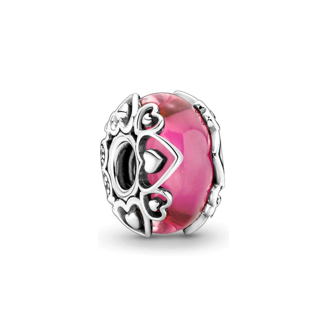 Pink Murano Glass Heart Charm