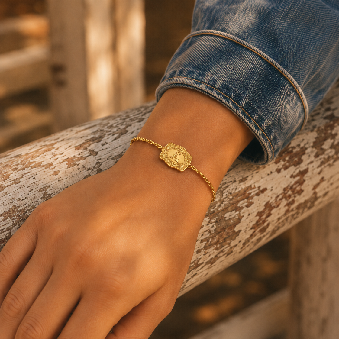 Mini Belt Buckle Initial Bracelet