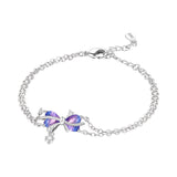 Purple Bow Double Chain Bracelet