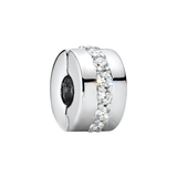 Sparkling Row Silver Clip Charm