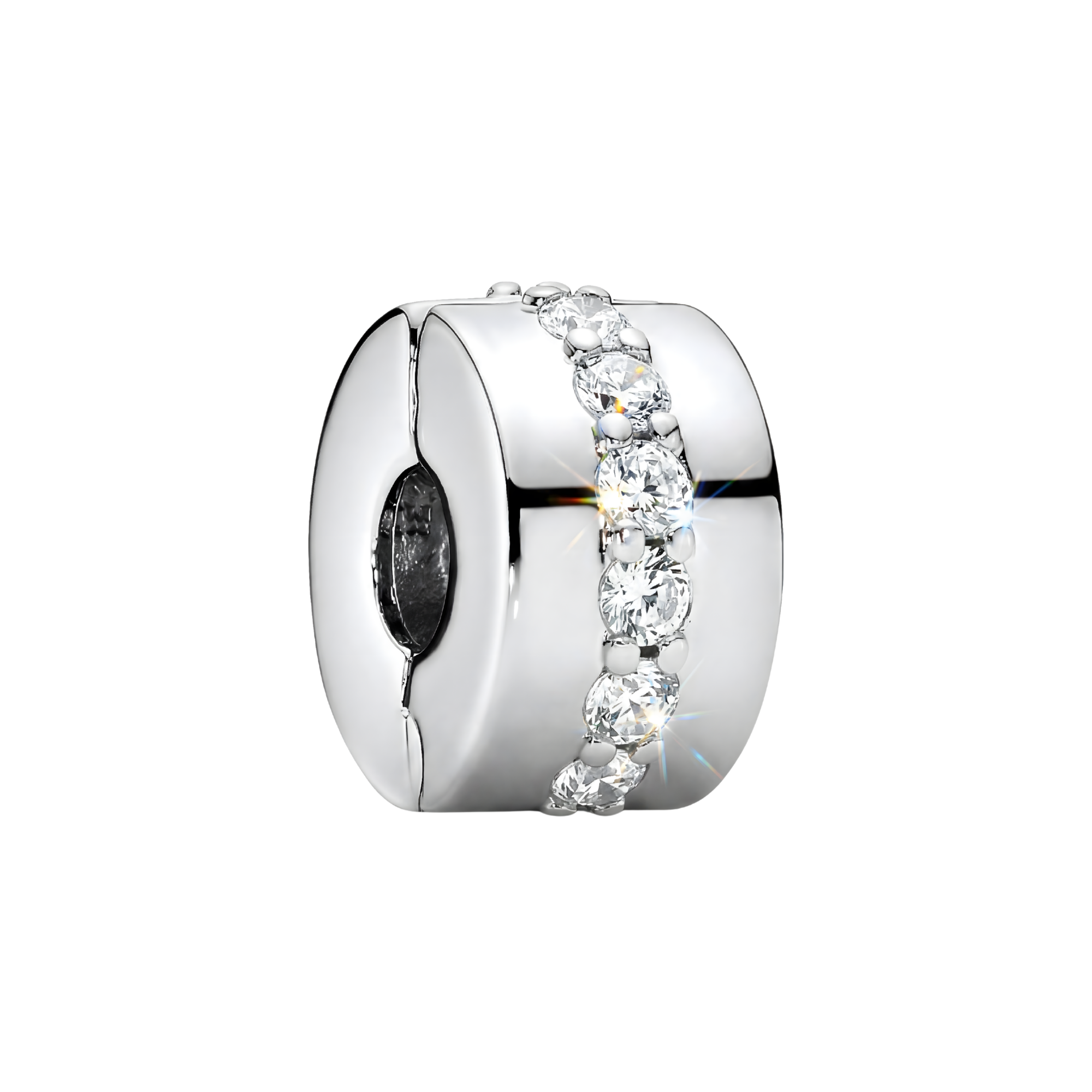 Sparkling Row Silver Clip Charm