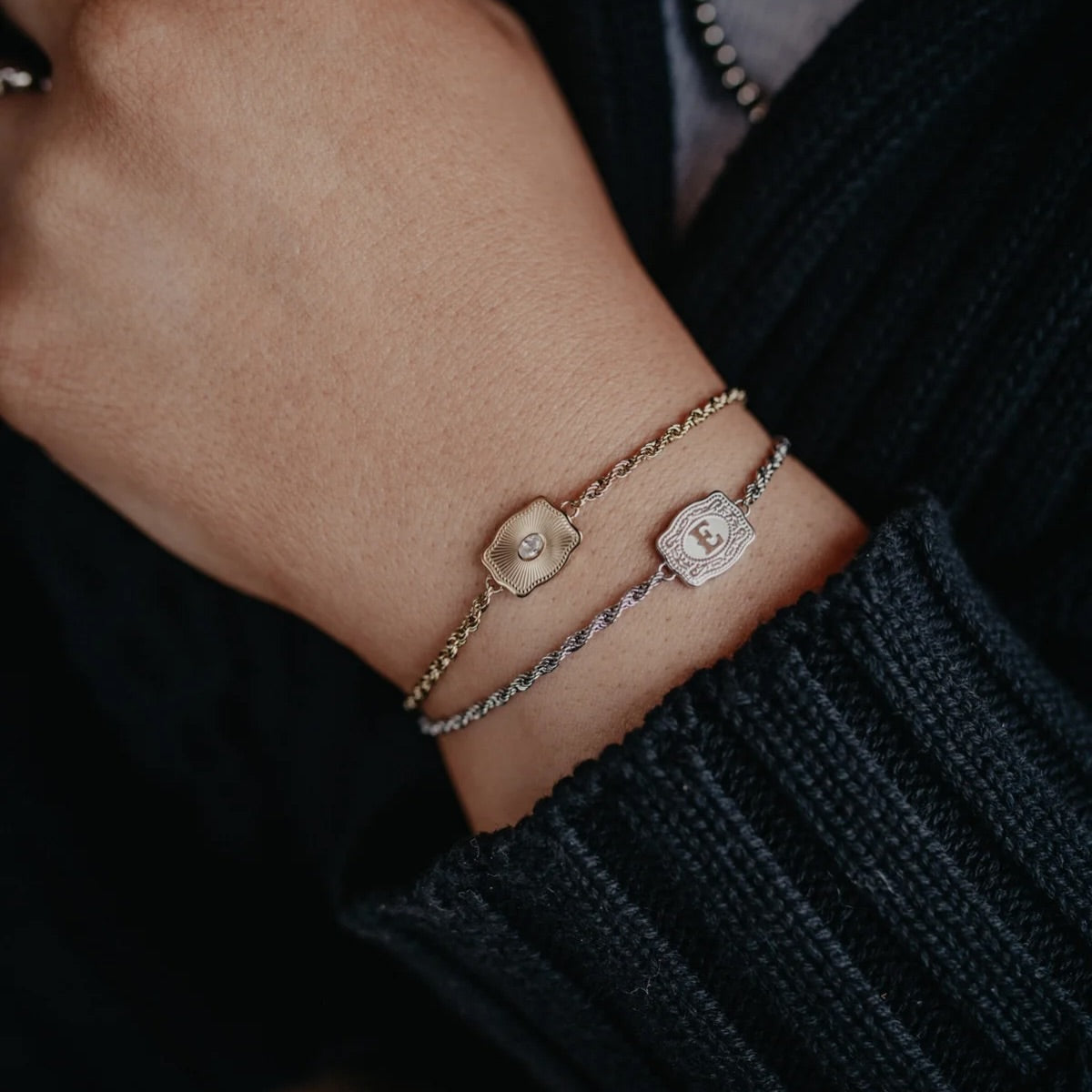 Mini Belt Buckle Initial Bracelet
