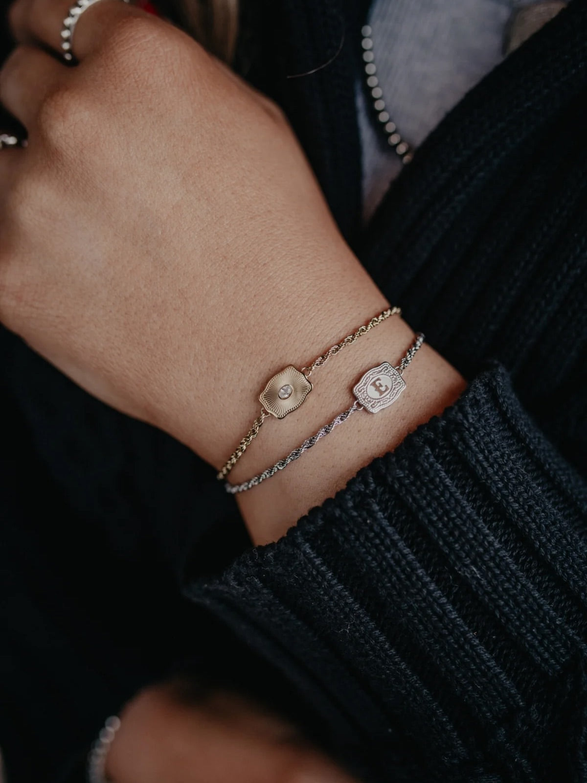 Mini Belt Buckle Initial Bracelet