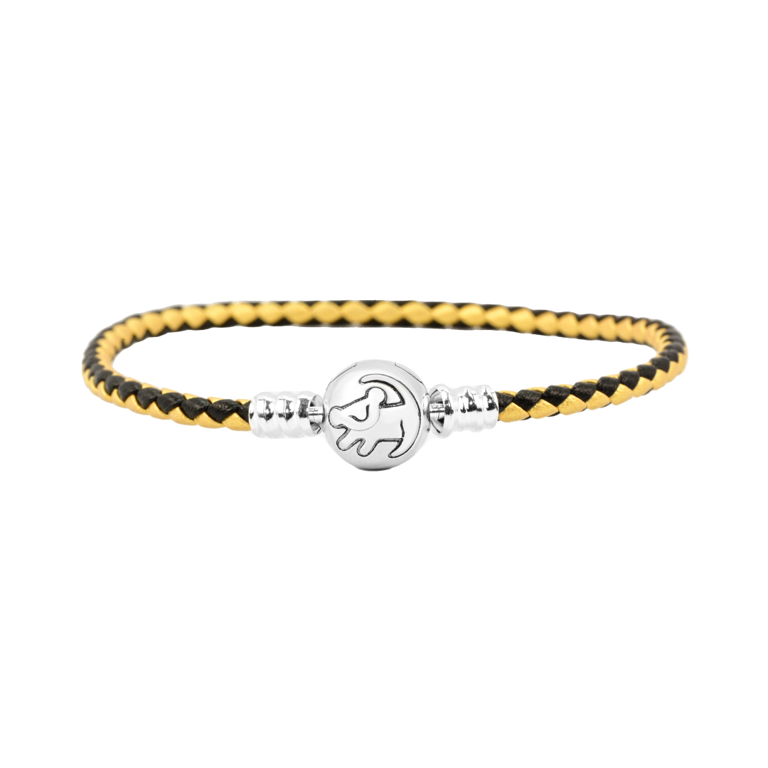 Disney The Lion King Simba Gold and Black Leather Bracelet