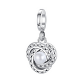 Pearl Rose Knot Dangle Charm