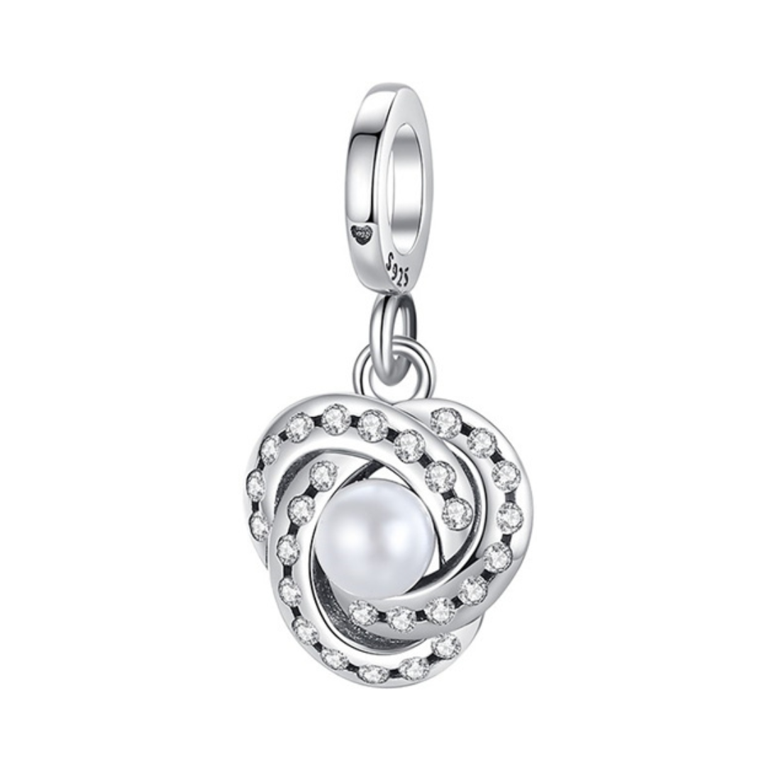 Pearl Rose Knot Dangle Charm