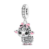 Adorable Lamb with Pink Bow Dangle Charm