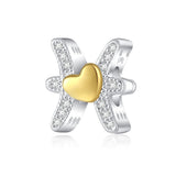 Gold Heart & Pavé Crystals Astrology Signs Zodiac Constellation Charms