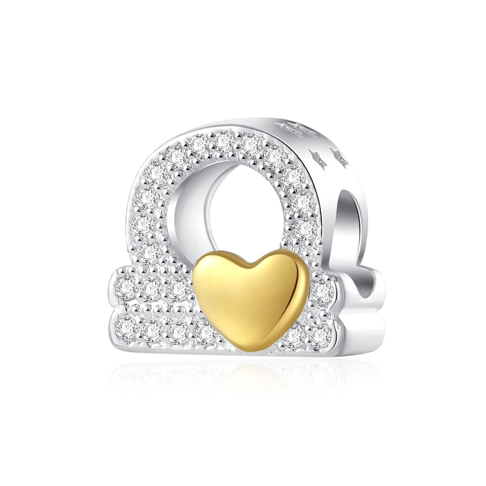 Gold Heart & Pavé Crystals Astrology Signs Zodiac Constellation Charms