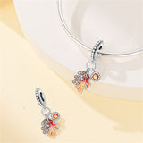 Autumn Maple & Oak Leaves Dangle Charm